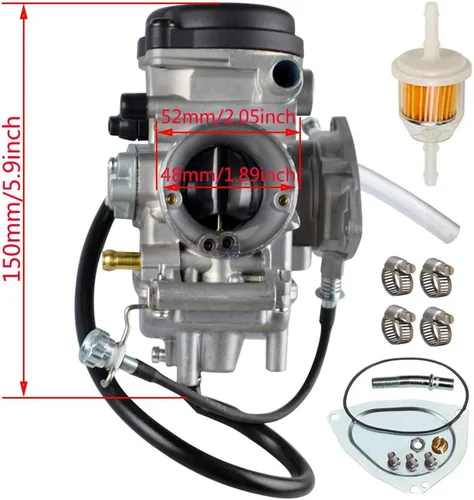 Vista 2 de Kit de carburador para Yamaha Big Bear Wolverine Kodiak Grizzly 400 YFM 400 YFM400 2000 2001 2002 2003 2004 2005 2006 ATV, con filtro de combustible