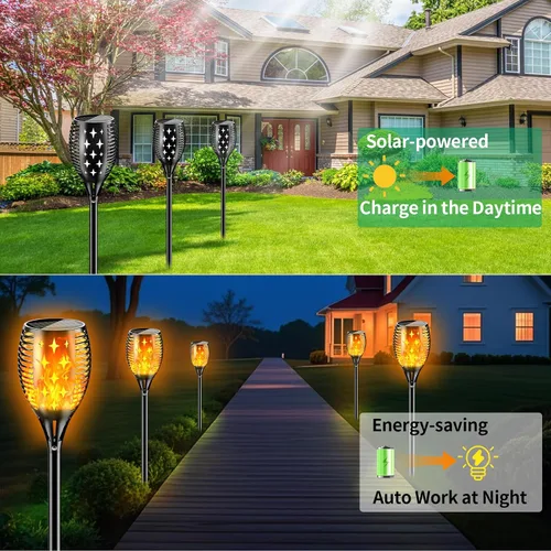 Vista 6 de YoungPower - Antorcha solar mejorada, impermeable, llamas parpadeantes, luces solares para decoración de paisaje al aire libre, iluminación