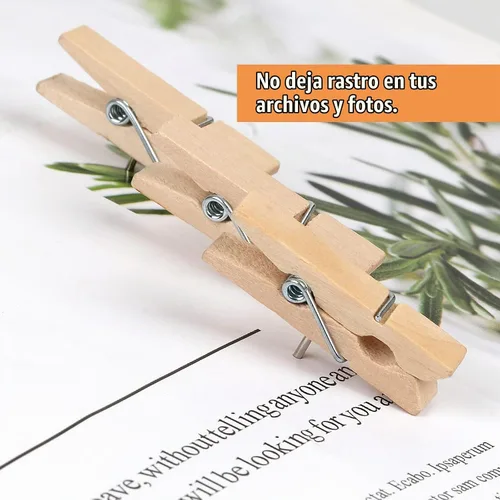 Vista 3 de 50 piezas de chinchetas con clips de madera, chinchetas de madera duraderas, chinchetas decorativas, tachuelas para tablero de corcho, obras
