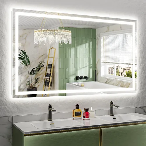 Vista 37 de Espejo de baño LED de 24x30 pulgadas con luces, espejo de tocador frontal y retroiluminado para pared de baño con 3 colores, regulable