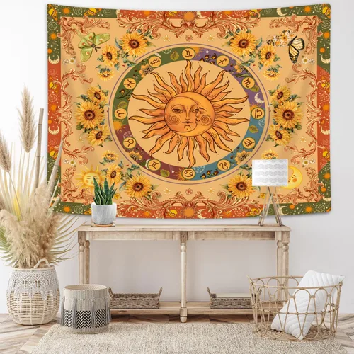 Vista 8 de JAWO Tapiz rústico de madera para colgar en la pared, tela de poliéster, 40 x 30 pulgadas, decoración de sala de estar, dormitorio, comedor