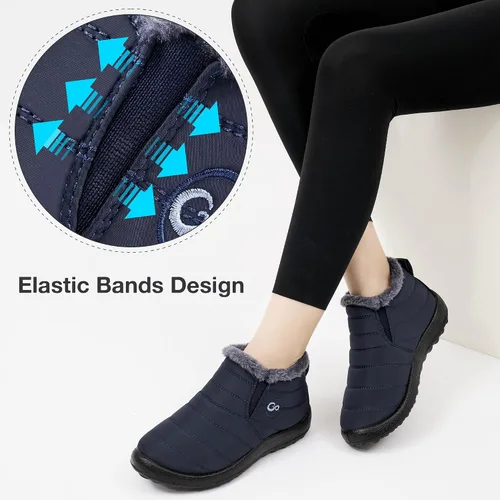 Vista 5 de Botas de nieve de invierno para mujer, impermeables, con forro de piel, cómodas, botas de exterior cálidas, antideslizantes, para invierno