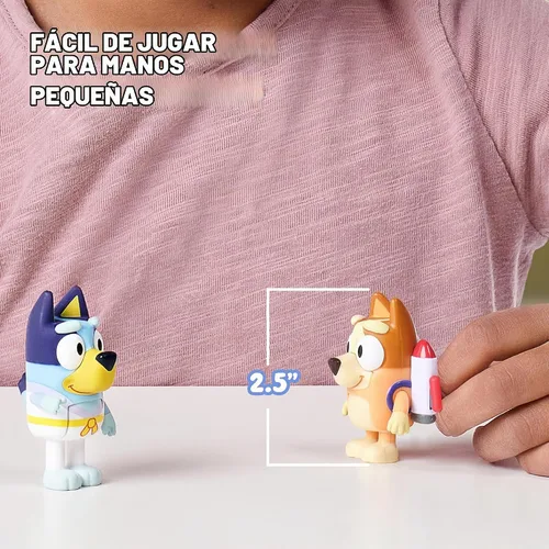 Vista 8 de Bluey Action Heroes - Juego de figuras de juguete de 2 unidades, figuras articuladas de personajes con figuras de karate y mochila propulsora