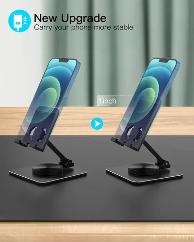 Vista 7 de Soporte para teléfono celular y tableta para escritorio, soporte ajustable de aluminio para iPhone, iPad y teléfonos inteligentes Montura