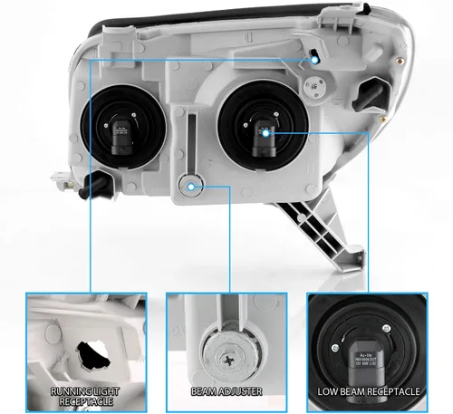 Vista 5 de AmeriLite Par de faros delanteros de repuesto negros para Toyota 4 Runner Sport SUV 03-05 - lado del pasajero y del conductor