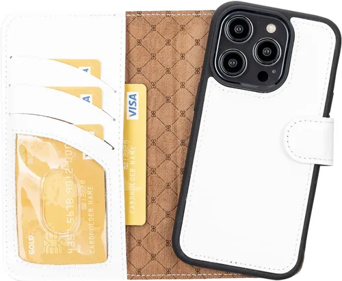Vista 8 de BOULETTA Funda para iPhone 13 Pro de piel, magnética, desmontable, bloqueo RFID, compatible con Magsafe con 3 ranuras para tarjetas y soporte de 6.1