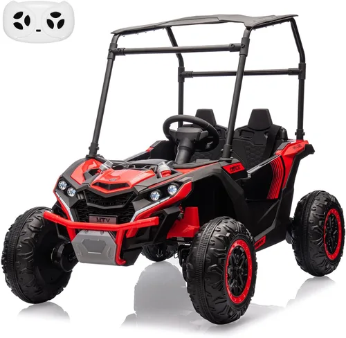 Vista 7 de Coche de paseo de 24 V para niños, juguete eléctrico todoterreno UTV de 2 Negro