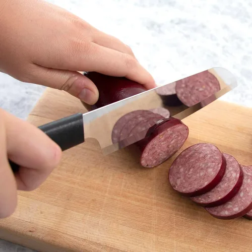 Vista 5 de Rada Cuchillo de cocina para cubiertos, hoja de acero inoxidable y mango de resina de acero negro, fabricado en EE. UU., 10-7/8 pulgadas