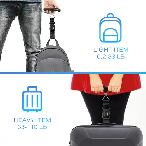 Vista 6 de UNIWEIGH Báscula digital de equipaje, báscula portátil de equipaje colgante de 110 libras con retroiluminación para viajes, báscula