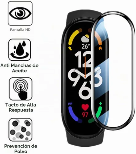 Vista 4 de Protector de pantalla compatible con Xiaomi Mi Smart Band 10 (2025) Película de borde suave curvado 3D (paquete de 3) compatible con Mi Band 8