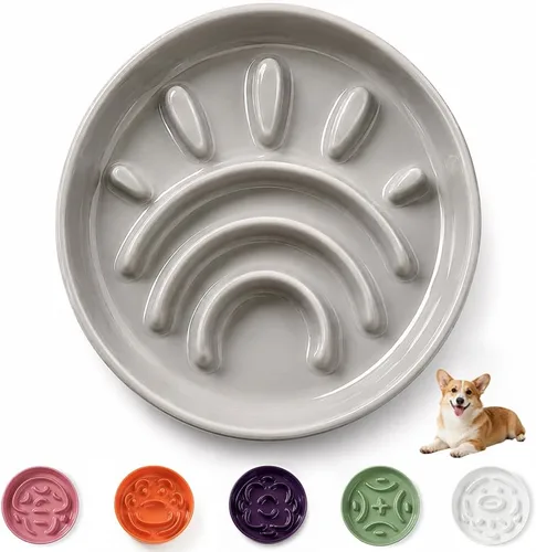 Vista 26 de Cuenco elevado para perros de alimentación lenta, 0.8 tazas de cerámica elevado con soporte inoxidable, cuenco elevado para perros de 6.3 pulgadas