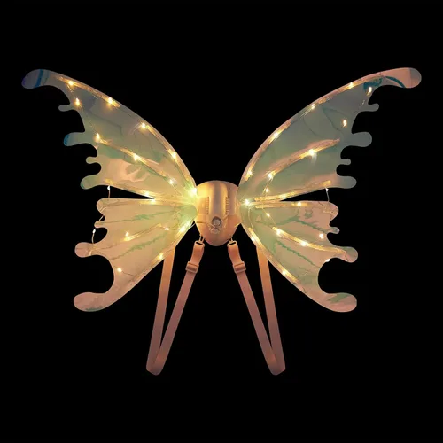 Vista 6 de Alas de hadas eléctricas para niños, niñas y mujeres adultas, alas de mariposa en movimiento iluminadas para Halloween, cosplay, disfraz de alas
