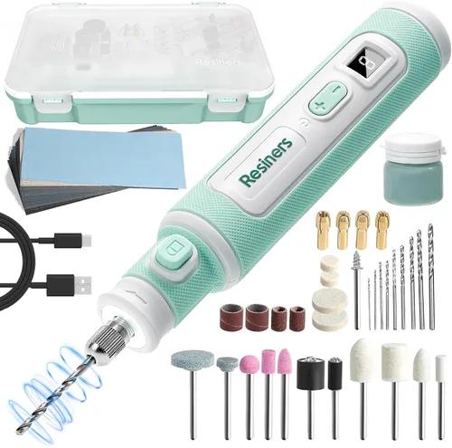 Vista 9 de Resiners Cordless Rotary Tool Kit for Resin Molding, Plastic, Wooden Crafts Kit de taladro de resina 15 piezas