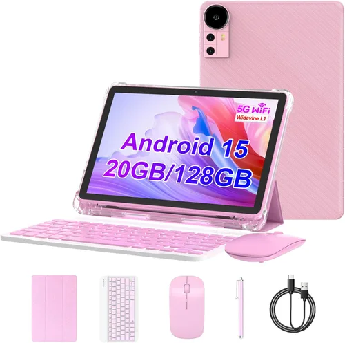 Vista 8 de DIGITHINK Tablet PC 10 pulgadas Android 15.0, tabletas Android, DDR4 4GB RAM+16GB Extiende 20GB ROM 2MP+8MP cámara dual, 2.4G+5G WiFi Bluetooth 1TB
