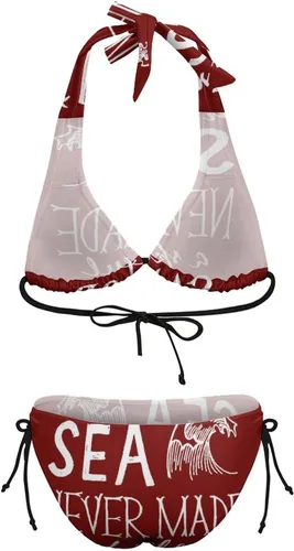 Vista 8 de Traje de baño para adolescentes con cuello en V A Smooth Sea 2 piezas traje de baño con correa ajustable para el mar