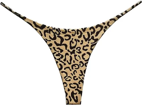 Vista 18 de Tanga de encaje sin costuras para mujer, ropa interior de cintura alta con tiras en G Serie 010-leopardo