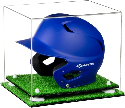 Vista 88 de Better Display Cases Vitrina acrílica para casco de bateo de béisbol con espejo, elevadores rosados, montaje en pared y base de espejo (V22/A012)