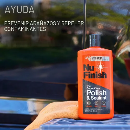 Vista 8 de Nu Finish Pulido y Sellante Único al Año, Abrillantador para Coche y Sellante de Pintura con Tecnología Cerámica 3-en-1 para Reparar, Sellar