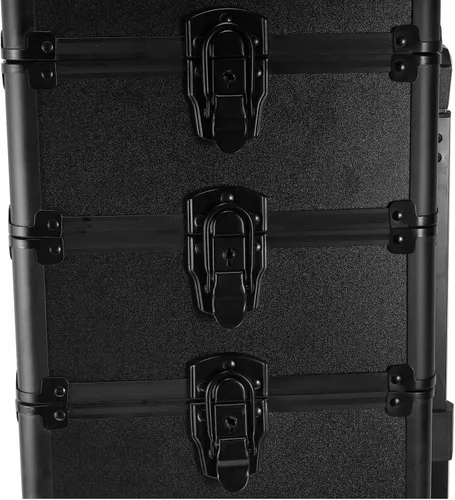 Vista 9 de Karl home estuche de maquillaje 4 en 1, carro de cosméticos rodante, organizador de viaje de gran capacidad con llave, ruedas giratorias 360°