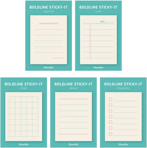 Vista 11 de Monolike Basic Line Blue Sticky-it - Juego de 6 blocs de notas autoadhesivos, 50 hojas