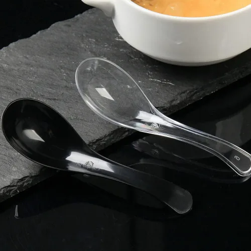 Vista 7 de Hemoton Cucharas de sopa desechables para llevar de 9.44 pulgadas, cucharas de sopa asiáticas de plástico resistente para servir sopas de fideos