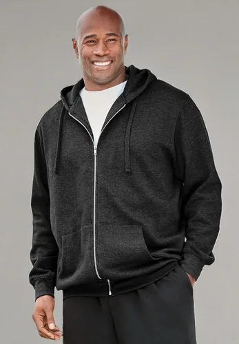 Vista 9 de KingSize - Chaqueta de forro polar con capucha y cremallera frontal para hombre Negro