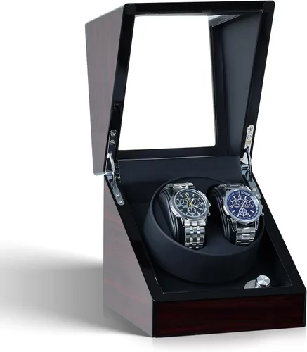 Vista 9 de Mono-gatari Enrollador de reloj doble para relojes automáticos, 5 ajustes de modo de rotación con luz LED, rotor de reloj doble en acabado de piano