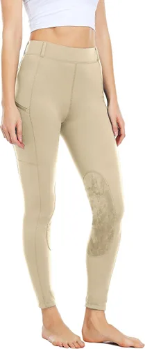 Vista 2 de Willit Mallas de equitación para mujer, pantalones de equitación ecuestre, pantalones de equitación, mallas escolares con bolsillos con cremallera