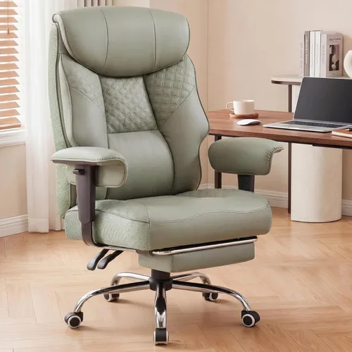 Vista 16 de GTRACING Silla de oficina grande y alta de 400LBS, ergonómica, de tela, diseño de lujo con relieve, silla para juegos con reposapiés, apoyabrazos