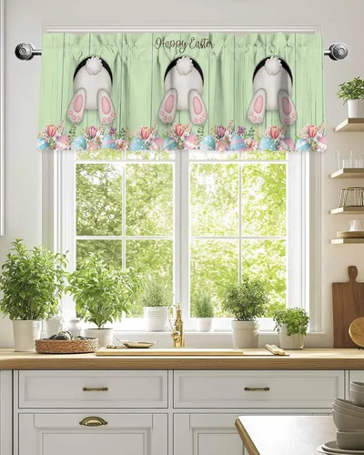 Vista 153 de Cenefa de cortina con lazo rojo de Navidad para ventanas, sala de estar, cocina, baño, granja, bolas de Navidad de acuarela con diseño de bayas