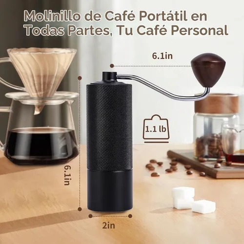 Vista 2 de Molinillo de café manual, molino de café portátil de mano - Capacidad