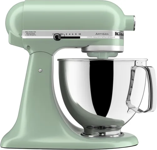 Vista 19 de KitchenAid Artisan Series Batidora de Pie con Cabezal Inclinable de 5 Cuartos con Escudo Vertedor KSM150PS, Crema de Almendra