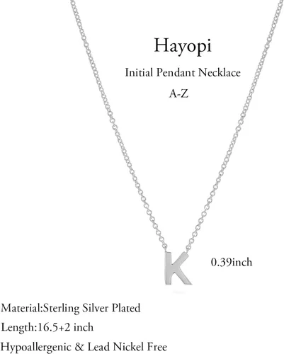 Vista 31 de Collares con iniciales para mujer, delicado collar de letra plateada con nombre personalizado con monograma, collar simple y lindo con inicial