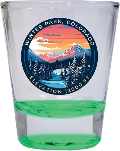 Vista 4 de Winter Park Colorado Design A Souvenir - Vaso de chupito redondo de 1.5 onzas, color naranja Naranja Individual