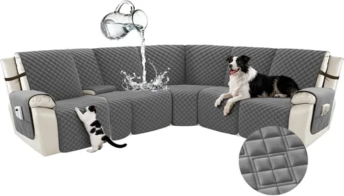 Vista 15 de Arfntevss Fundas para sofá seccional reclinable para sofá seccional en forma de L, funda antideslizante lavable para sofá reclinable con forma de L