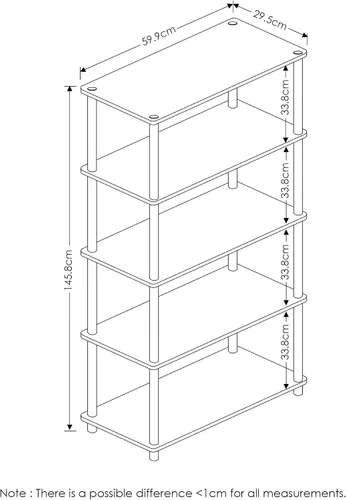 Vista 2 de Furinno Turn-N-Tube Estante de 5 niveles y estante cuadrado de esquina Furinno Turn-S-Tube de 5 niveles