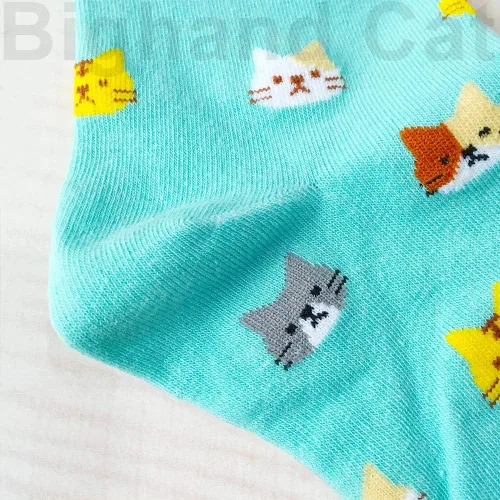 Vista 4 de IIG 3-6 pares de calcetines de algodón para mujer, diseño de animales, simpáticas calcetas de algodón, de novedad.