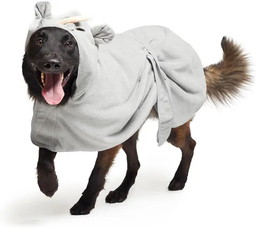Vista 16 de BARKBOX - Albornoz para perros, tamaño mediano Toalla de baño de microfibra de secado rápido, cierre de velcro y lazo envolvente, lavable a