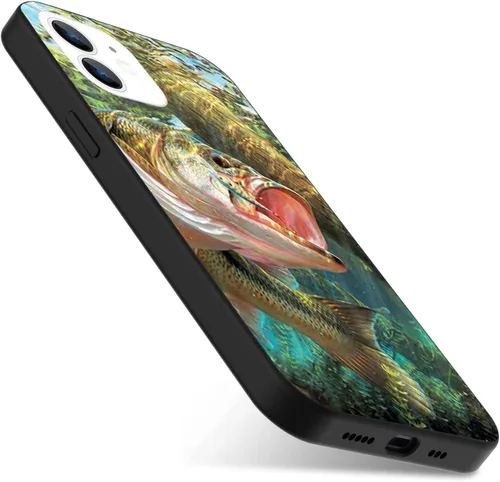 Vista 2 de Funda de moda para iPhone 11, Bass Fish Jumping a prueba de golpes, diseño transparente, funda protectora delgada y suave