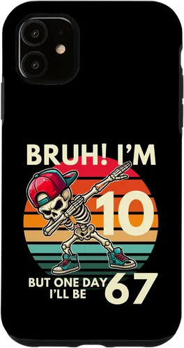 Vista 8 de Bruh I'm 10 But One-Day I'll Be 67 Retro 10th Birthday Kids Case for iPhone 17