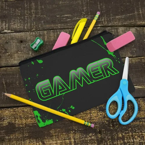 Vista 2 de Gamer Paint Splatter Gaming Geek - Estuche organizador de lápices con cremallera