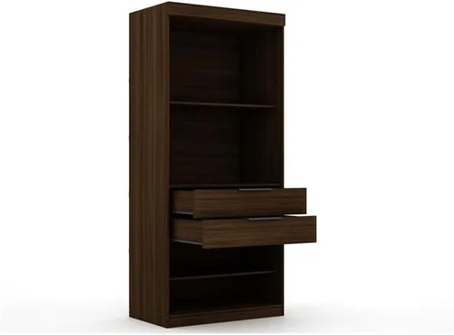 Vista 3 de Juego de armario modular abierto contemporáneo de 3 piezas de madera en marrón