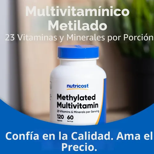 Vista 5 de Nutricost Multivitamínico metilado 120 cápsulas, 60 porciones - 23 vitaminas y minerales por porción