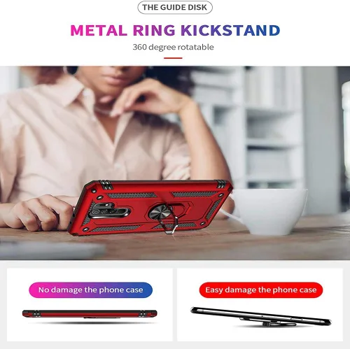 Vista 7 de Funda para Xiaomi Redmi 9 de 6.53 pulgadas con protector de pantalla de vidrio templado [2 unidades], híbrida resistente de doble capa