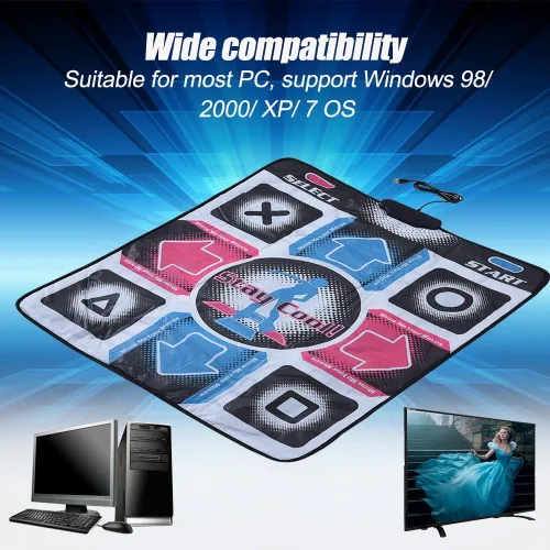 Vista 5 de Tosuny - Alfombrilla de danza para juegos de baile retro, antideslizante, para bailar y bailar, con USB para PC, compatible con Windows 982000XP7OS
