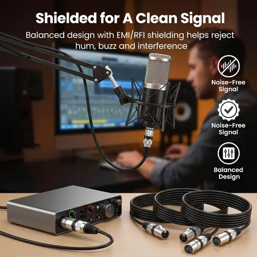 Vista 5 de GEARit XLR Cables - Paquete de 6 cables de micrófono XLR macho a hembra, cable de micrófono blindado equilibrado con conductores de cobre