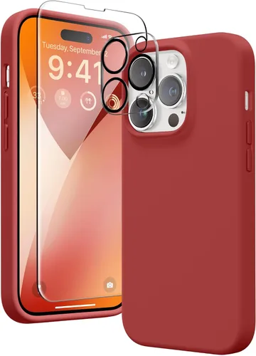 Vista 64 de GONEZ Funda magnética para iPhone 14, compatible con Magsafe, con protector de pantalla + protector de cámara, forro de microfibra antiarañazos