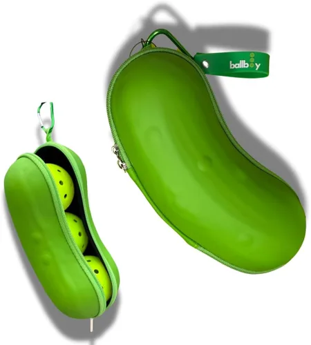 Vista 7 de Soporte para pelotas de pickleball - Se engancha a la cerca o bolsa, tiene capacidad para 3 bolas, bolsillo con cremallera para accesorios