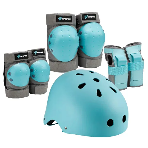 Vista 10 de Casco de bicicleta para niños, casco ajustable para niños, jóvenes y adultos, rodilleras, coderas, protectores de muñeca, equipo de protección
