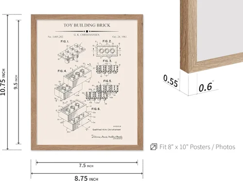 Vista 3 de Monem Art - Póster de 2 piezas con diseño de ladrillos - Estampado de patentes de bloques de construcción - Arte de ladrillos de construcción